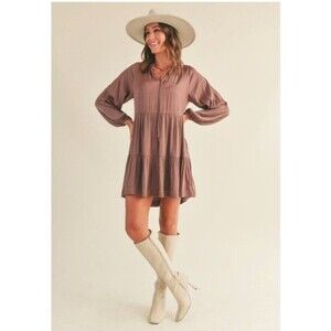 RESET by Jane Mauve Heather Satin Dress Size Small NWOT